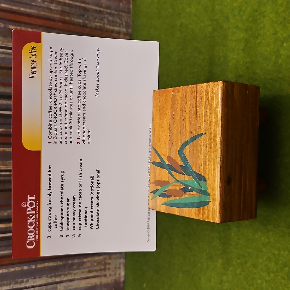 Handmade Vintage wooden block recipe card holder